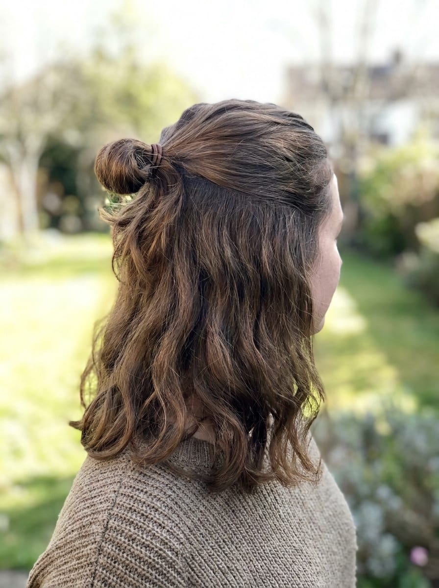 Half-up Bun - Hochsteckfrisur für mittellange Haare
